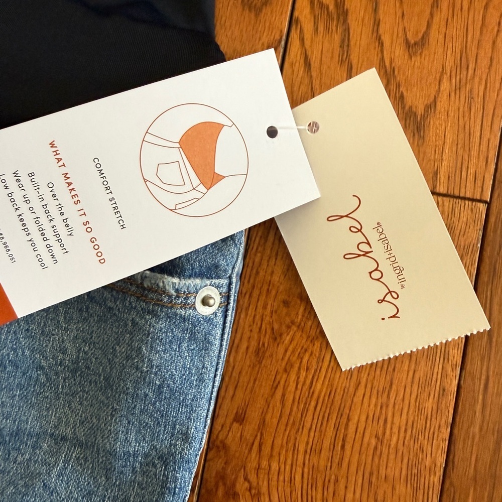 NWT Isabel Maternity Denim Midi Skirt Falda Skirt Over Belly Size 4 - Picture 3 of 5